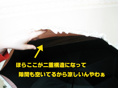 ベルメゾン　二重張りのUV日傘　隙間